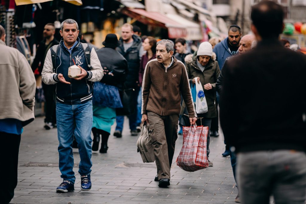 israelis walking the streets of Jerusalem